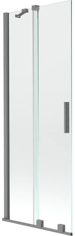 Mexen Velar, 2-krídlová posuvná vaňová zástena 75 x 150 cm, 8mm číre sklo, brúsený grafit, 896-075-000-01-95