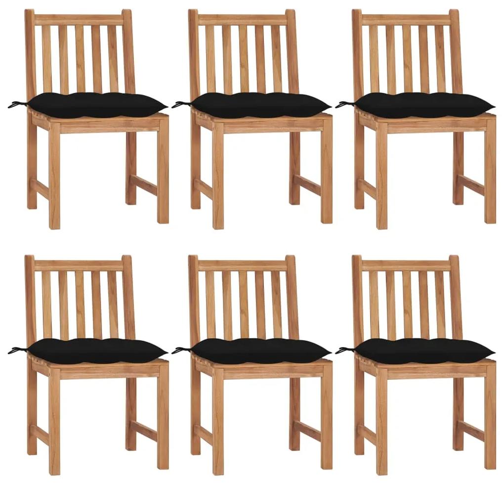 Záhradné stoličky 6 ks s podložkami tíkový masív 3073137