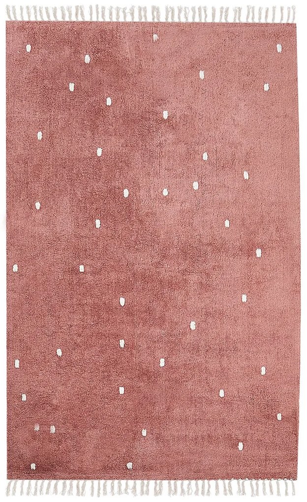 Bavlnený koberec s bodkami 140 x 200 cm svetločervený ASTAF Beliani