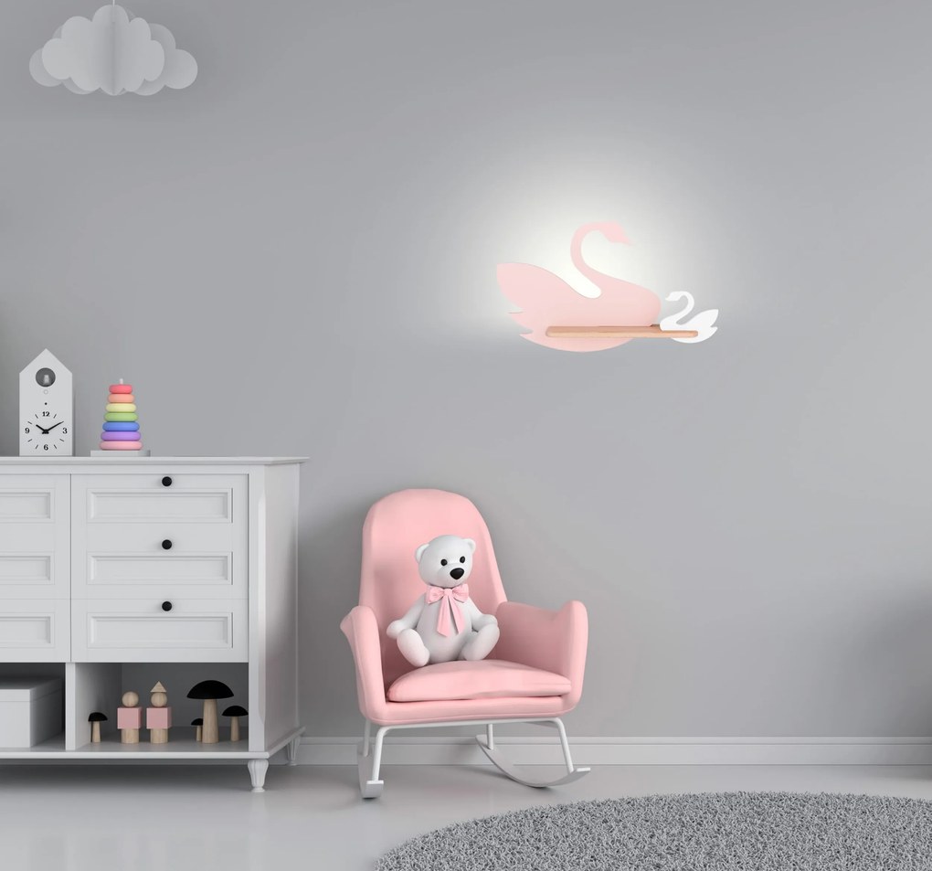 Candellux SWAN Nástenné svietidlo 5W LED IQ KIDS pink+white 21-75598