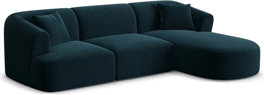 Zamatová rohová pohovka v petrolejovej farbe (pravý roh/s leňoškou) Campi – Cosmopolitan Design