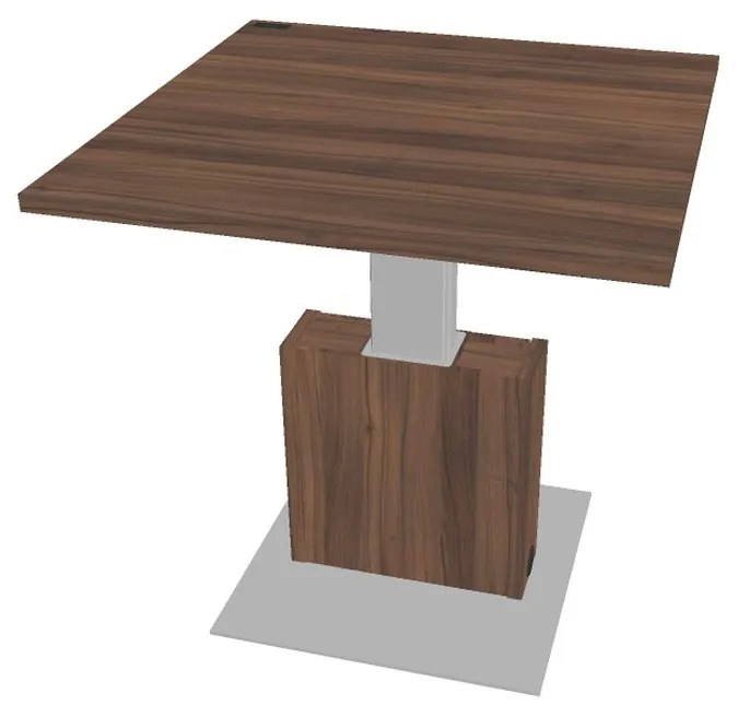 Výškovo nastaviteľný rokovací stôl Verno+ 120 x 120 cm, orech