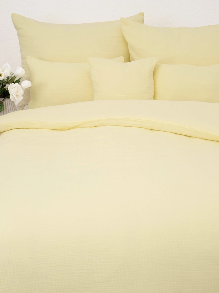 Predĺžené mušelínové obliečky – Alexia pastelovo žltá