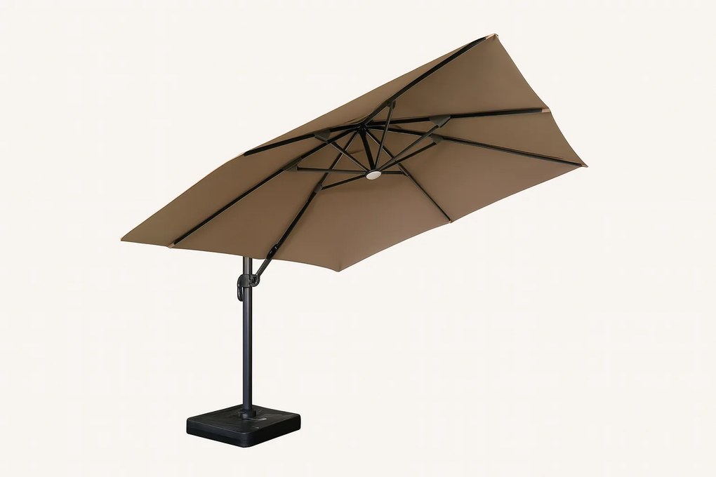 Záhradný slnečník Houseland Vexon s LED osvetlením 300x300 cm svetlohnedý