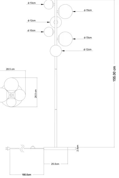 Globo 56135-6S - LED Stojacia lampa RIHA 6xG9/3W/230V mosadz