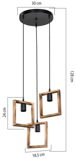 Zuma Line ASZ.1678 - Luster na lanku ATRIA 3xE27/20W/230V borovica/čierna