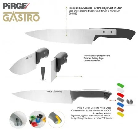 nůž na pečivo Bread 220 mm, Pirge Gastro HACCP 7 barev
