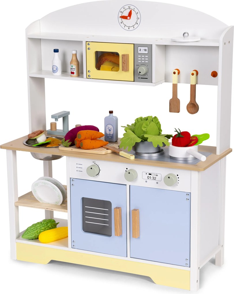 Detská kuchynka ECOTOYS s rúrou a 12 doplnkami