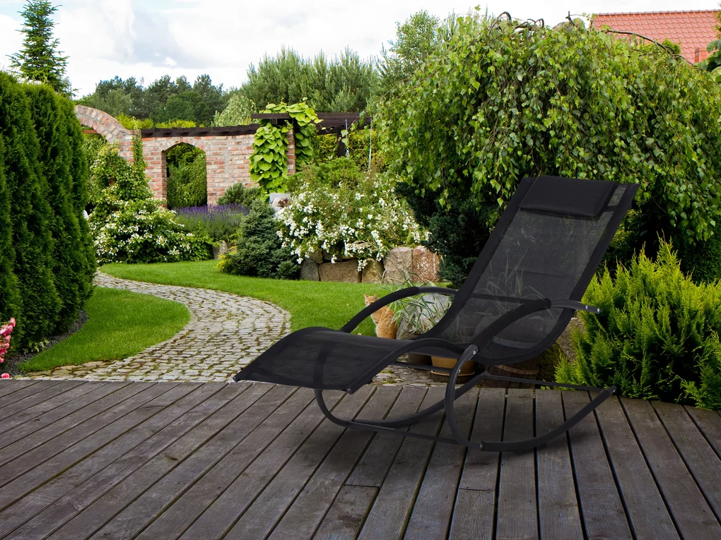 ModernHome Záhradné hojdacie kreslo - čierne