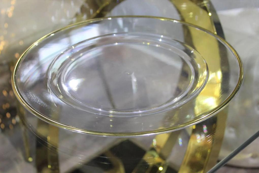 LUX priesvitný klubový tanier so zlatým okrajom
