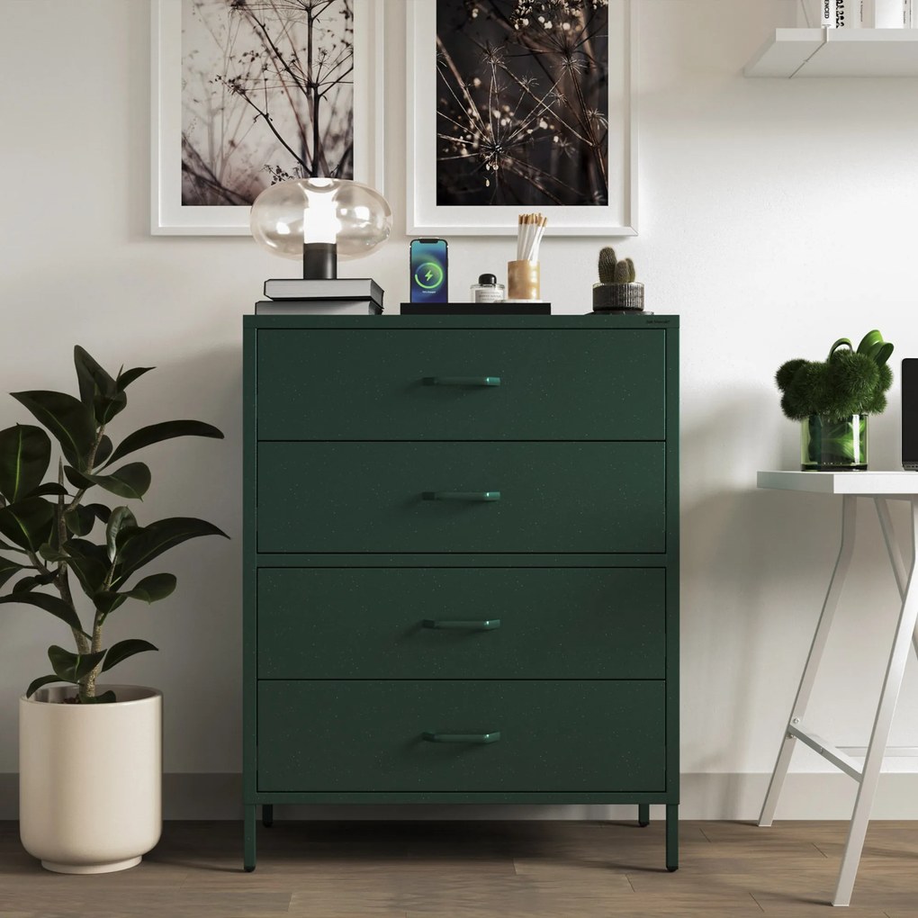 Komoda CARLA, 800 x 1015 x 400 mm, Modern: fľaškovo zelená farba