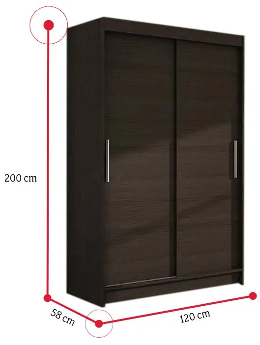 Posuvná šatníková skriňa FLORIA I - čierna mat