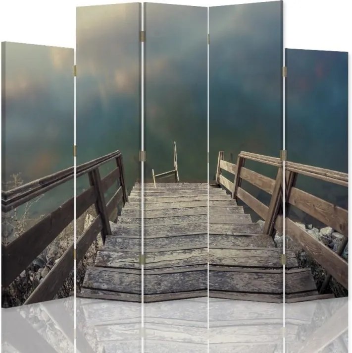 CARO Paraván - Stairs To The Water | päťdielny | jednostranný 180x180 cm