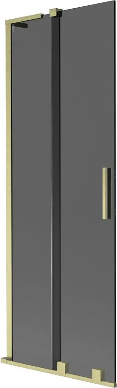 Mexen Velar L, 2-krídlová posuvná vaňová zástena 75 x 150 cm, 8mm šedé sklo, zlatá matná, 896-075-003-41-55