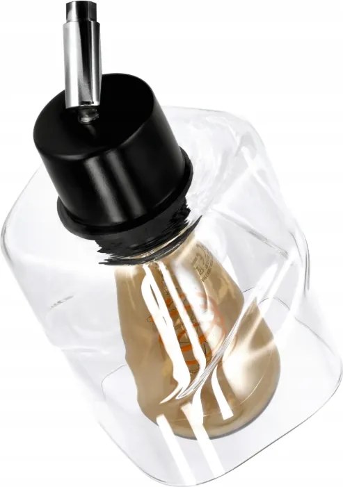 Sklenené tienidlo pre stropnú stolovú lampu, valcované štvorcové, priehľadné