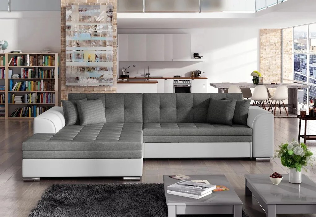 Rohová rozkladacia sedačka SORENTO, 294x80x196, jasmine100/soft017white, ľavá