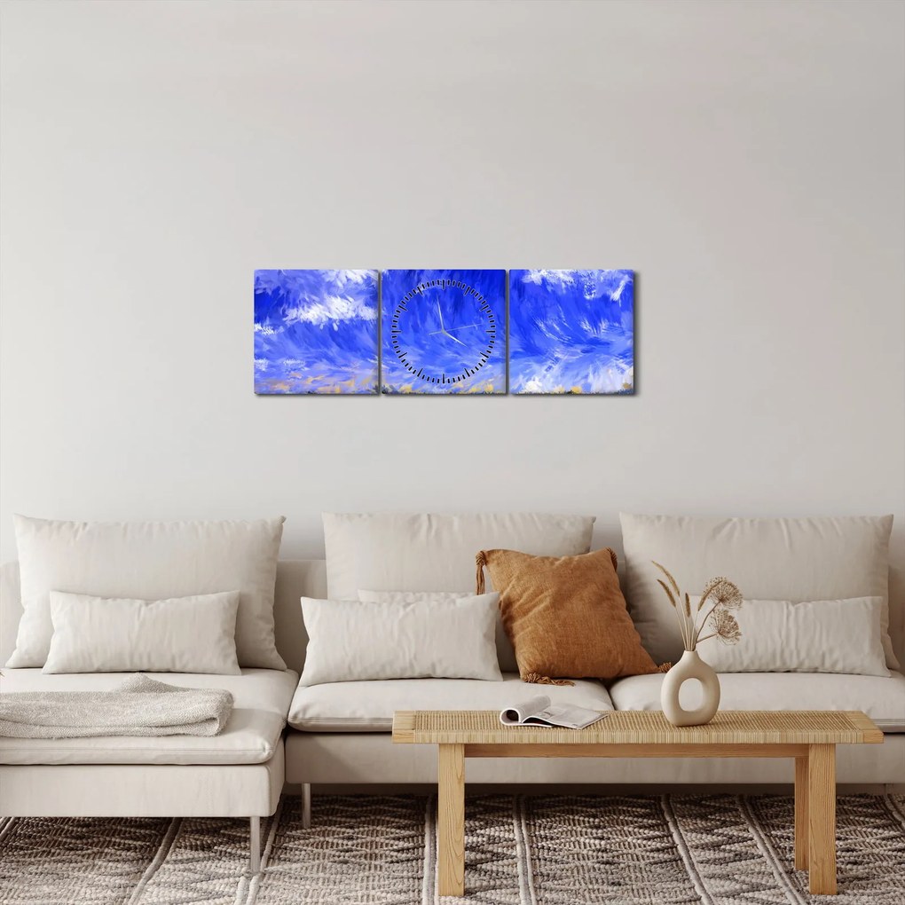 Obraz - Olejomaľba, Zlaté pole (s hodinami) (90x30 cm)