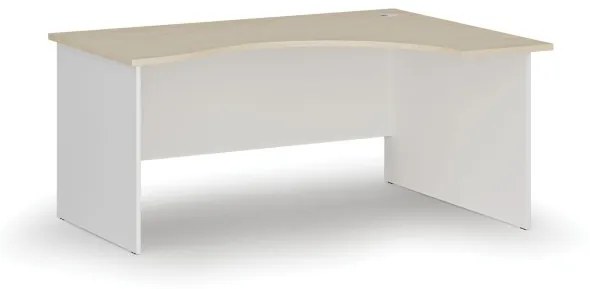 Ergonomický kancelársky pracovný stôl PRIMO WHITE, 1600 x 1200 mm, pravý, biela/breza