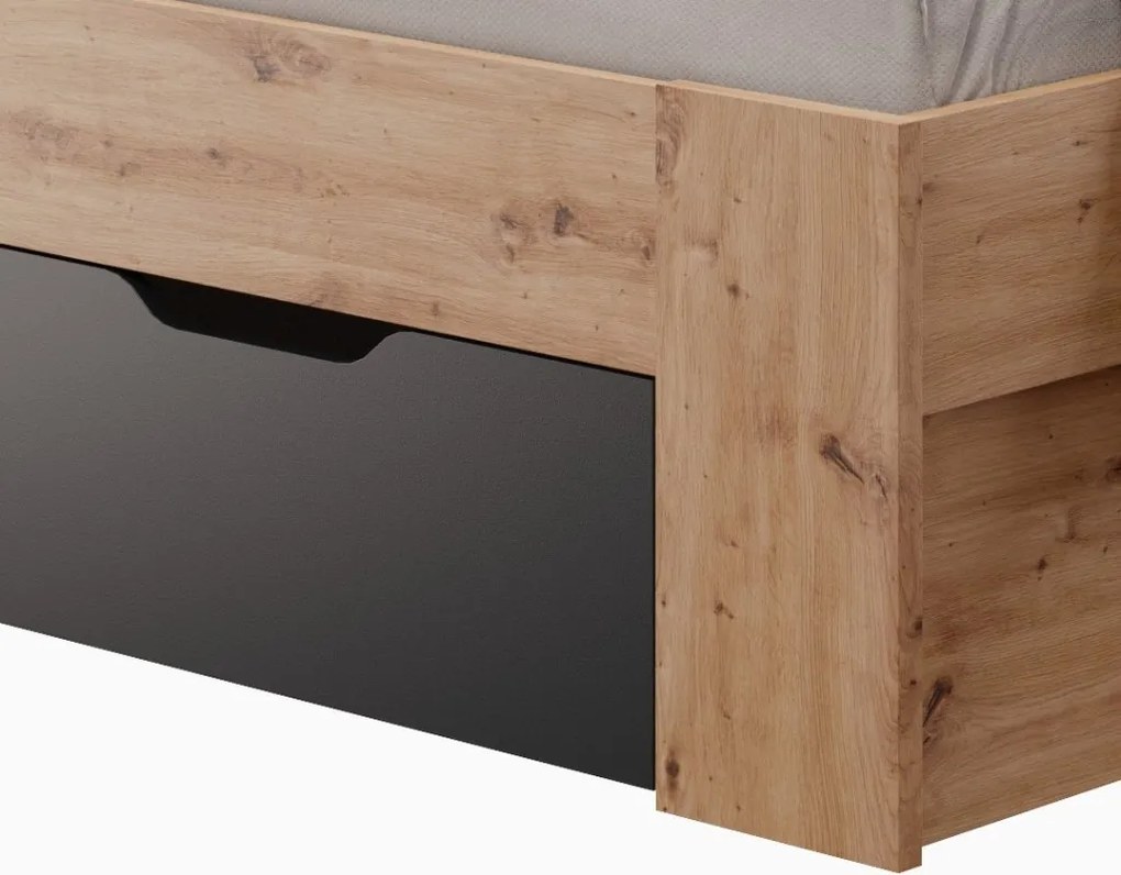 Posteľ s úložnými zásuvkami Asko 180x200 cm, dub artisan/antracit