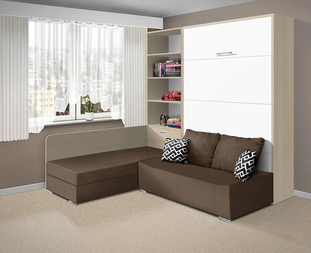 Nabytekmorava Sklápacia posteľ s pohovkou VS 21075 - 200x120 cm farba pohovky: Sivá, Typ farebného prevedenia: Agát / dvere biele