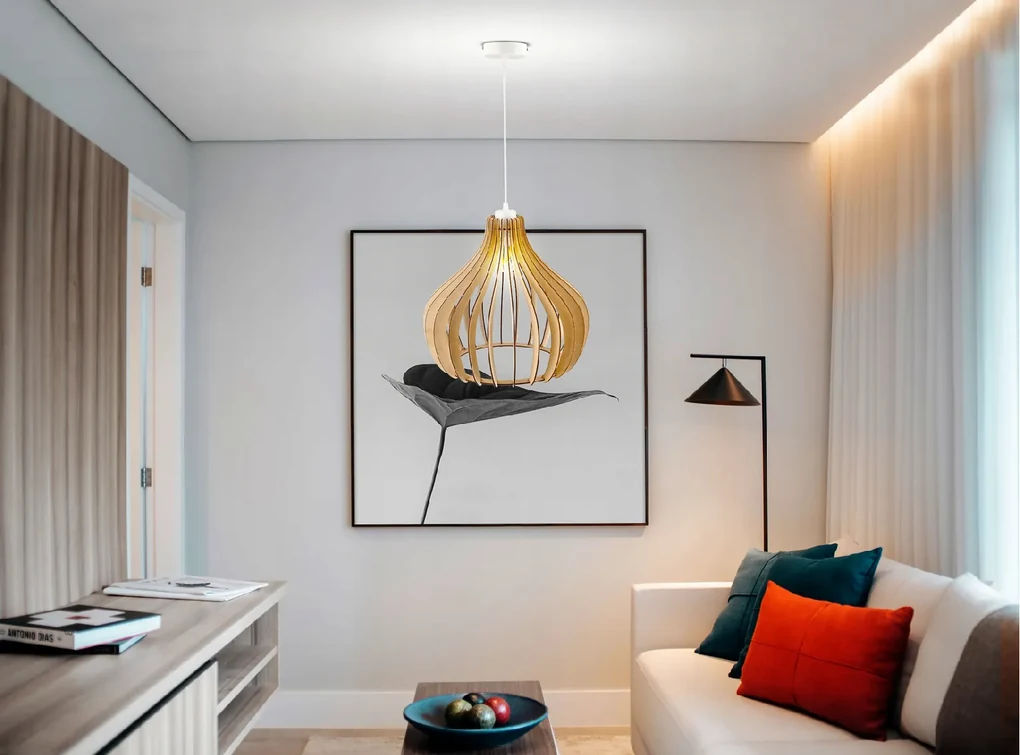 BERGE Drevená závesná stropná lampa Aladdin