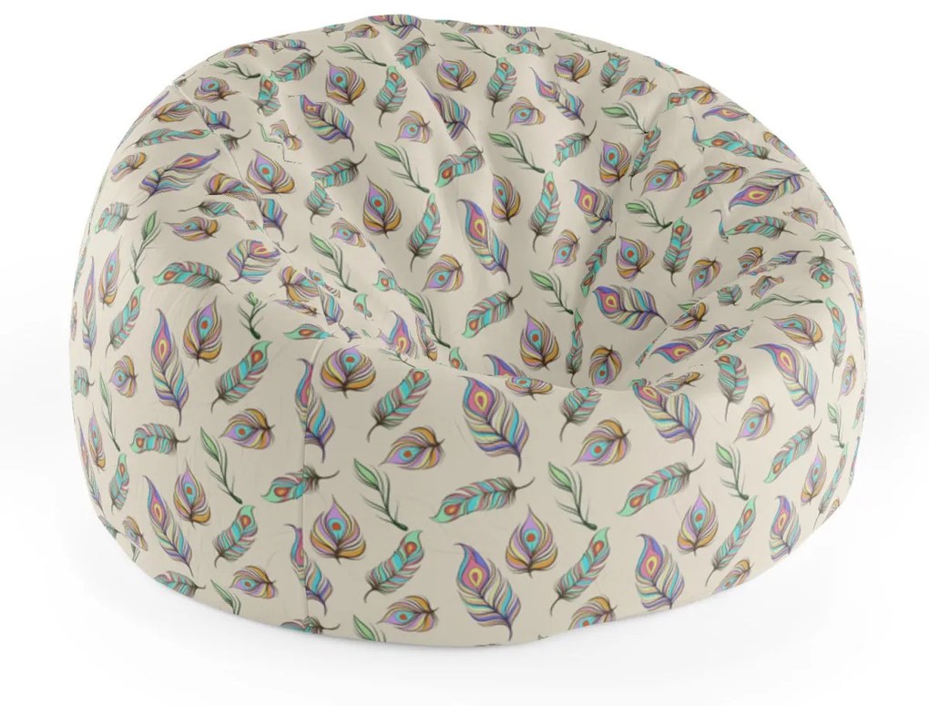 Sablio Sedací vak Cocoon Paví peříčka - 115 x 75 cm x 45 cm