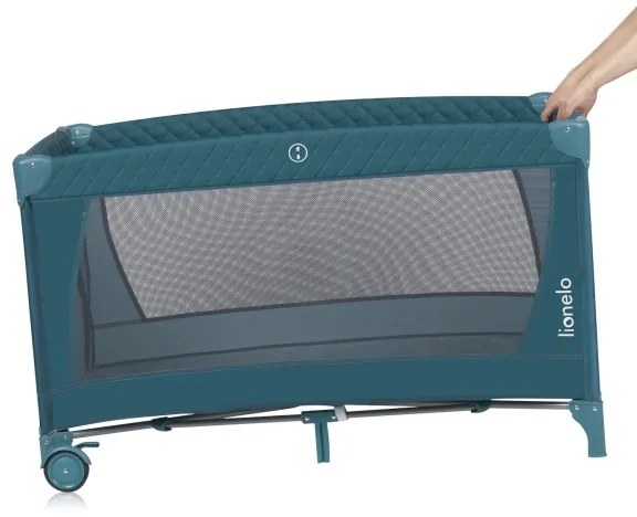 Lionelo - Cestovná postieľka FLOWER zeleno-tyrkysová