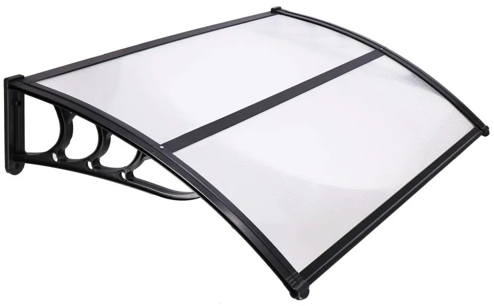SPRINGOS Strecha, prístrešok pre vchodové, balkónové a terasové dvere 120×80 cm – čierna, priehľadná HA7475