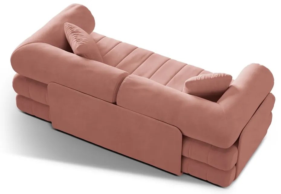 Ružová zamatová rozkladacia pohovka 206 cm Kemi – Cosmopolitan Design