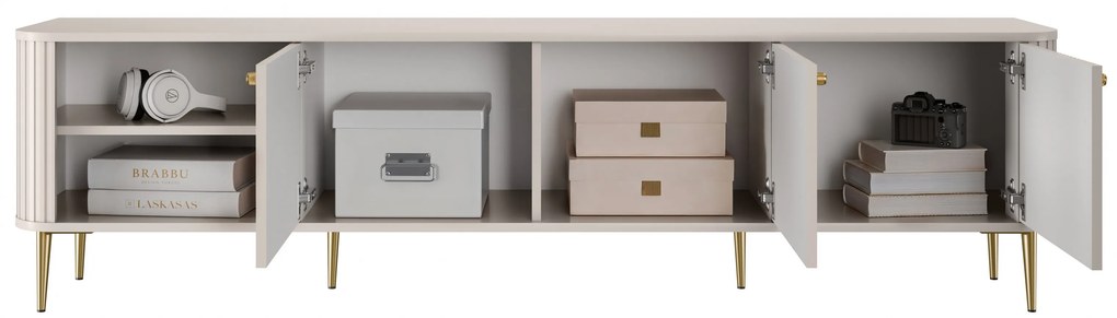 TV stolík Vespera 3D 187 cm - kašmírová / zlaté nožičky