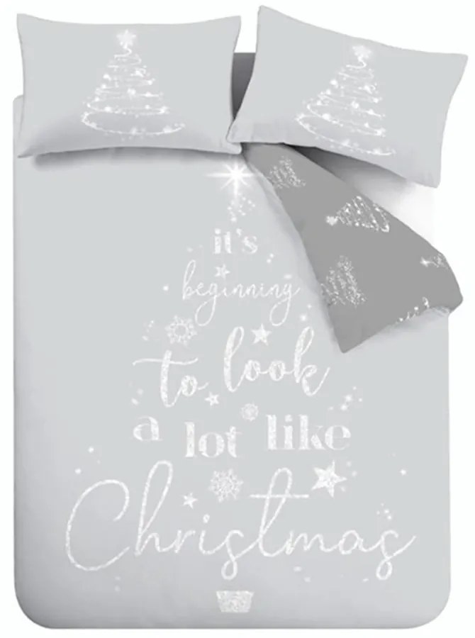 Sivé obliečky na jednolôžko 135x200 cm A Lot Like Christmas – Catherine Lansfield