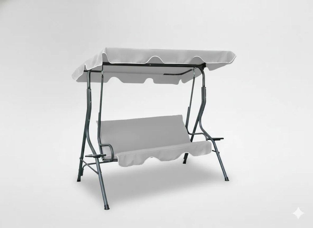 Garden Line ZÁHRADNÁ HOJDAČKA 170 x 110 x 153 cm ŠEDÁ BEZ OPIERKY NA NOHY. S DRŽIAKOM NA POHÁRE