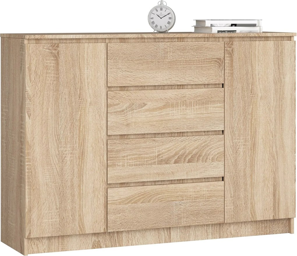 Komoda Krištof 140 cm 2 skrinky a 4 zásuvky dub sonoma
