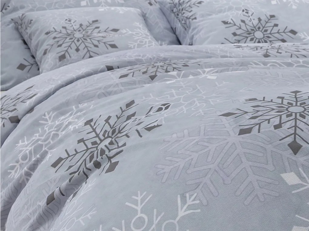 Bavlnené obliečky CHRISTMAS SNOWFLAKES sivé Rozmer obliečky: 70 x 90 cm | 140 x 200 cm