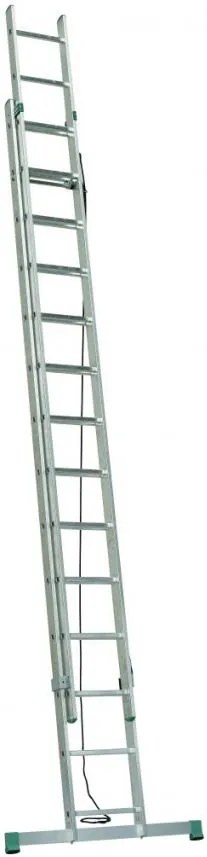 ALVE Rebrík hliníkový dvojdielny výsuvný s lanom 7316 PROFI EUROSTYL