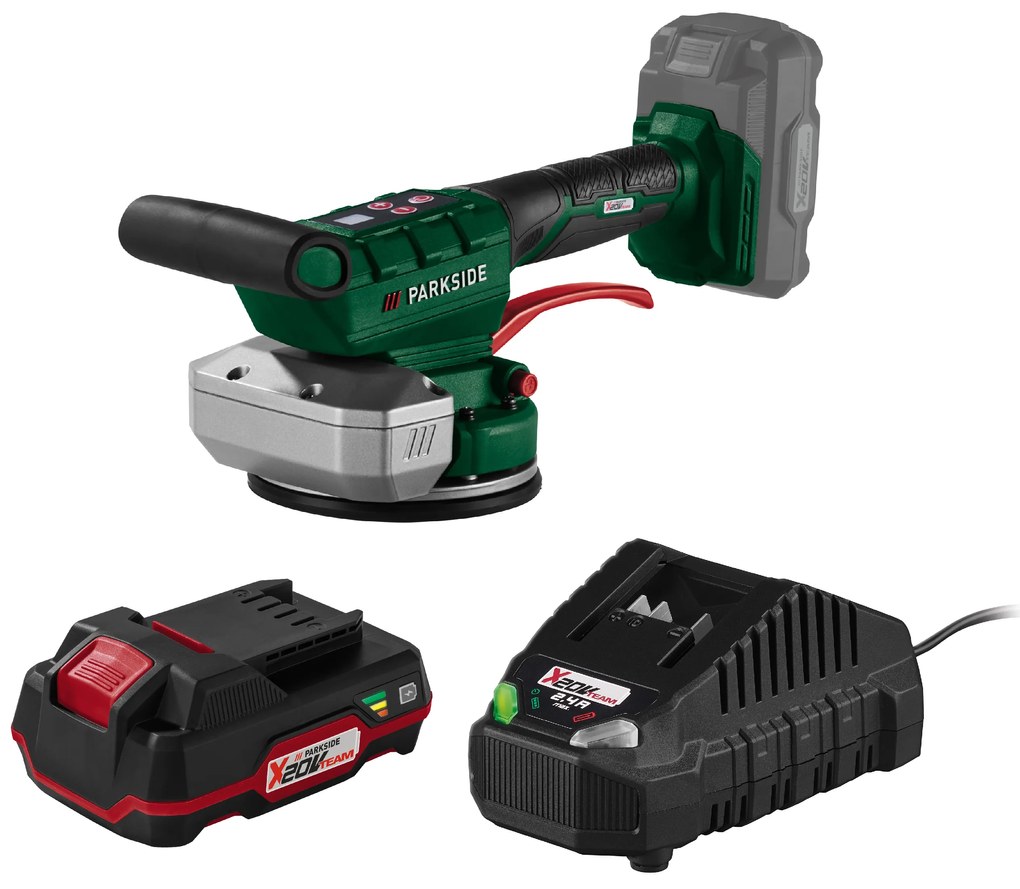 Parkside®  Aku vibračná prísavka na dlažbu 20 V Pafr 20-Li A1 + Akumulátor 20 V/2 Ah + Nabíjačka na akumulátor 20 V/2,4 A  (800011714)