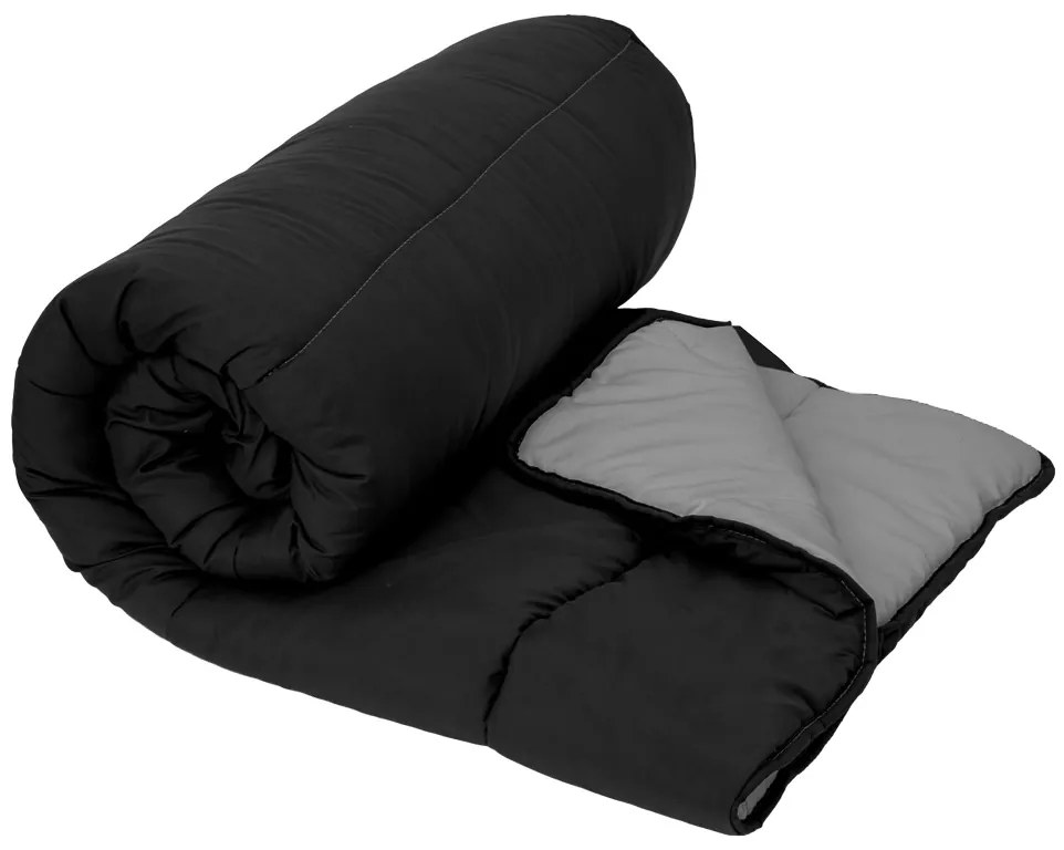 Celoročná prešívaná prikrývka 140x200 cm z dutého vlákna, čierna