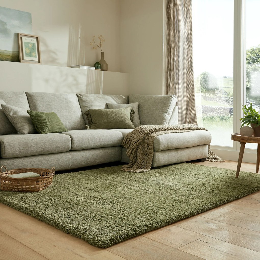 Flair Rugs, Kusový koberec Shaggy Teddy Olive, 80x150, zelená, obývacia izba