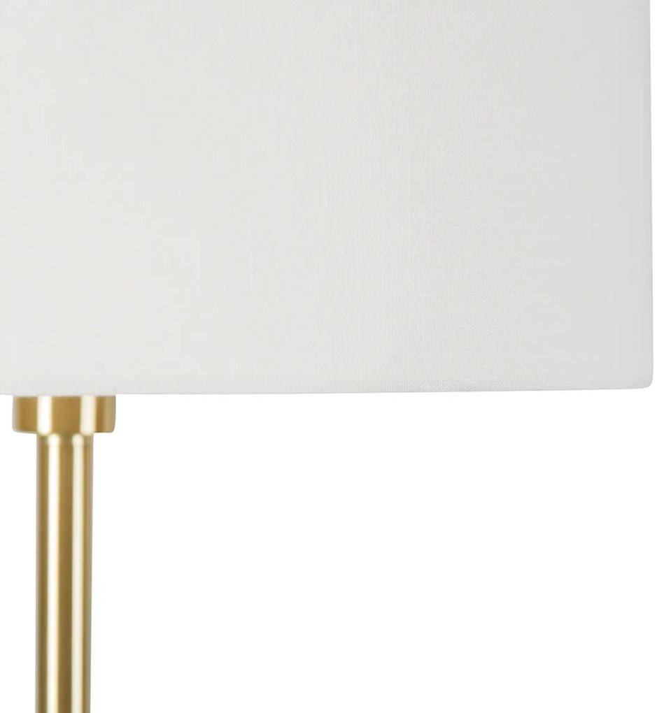 Stojaca lampa mosadz s bielym tienidlom 50 cm - Simplo