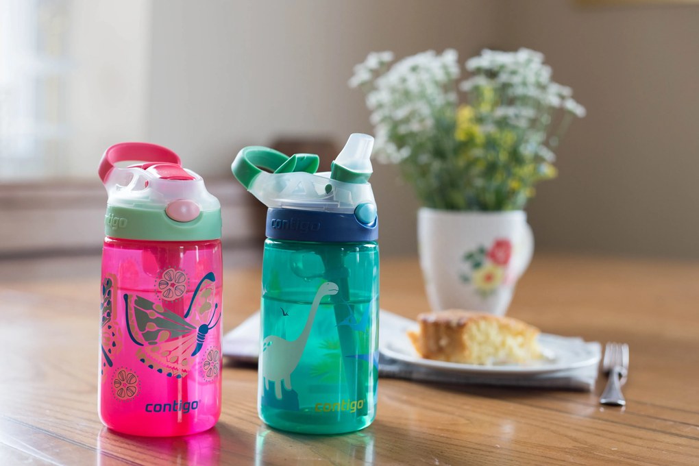 Detská hydratačná fľaša Contigo James 420 ml - ružová s mačičkou