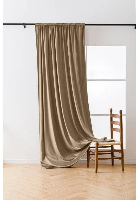 Svetlohnedý zatemňovací záves VELVET 140x250 cm Zavesenie: Kovové krúžky