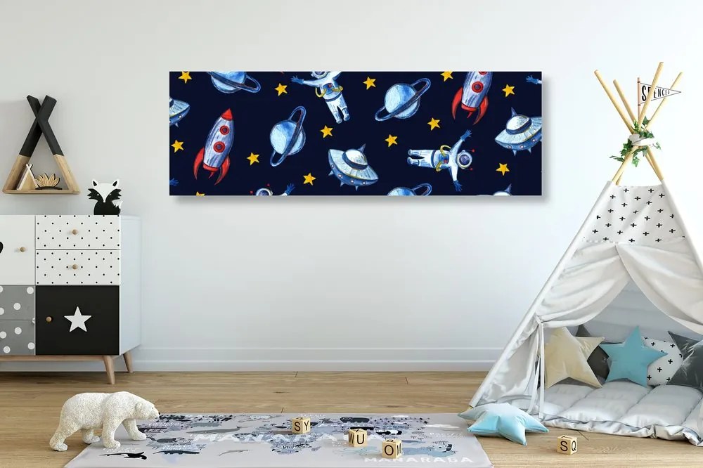 Obraz kreslený vesmír - 120x40