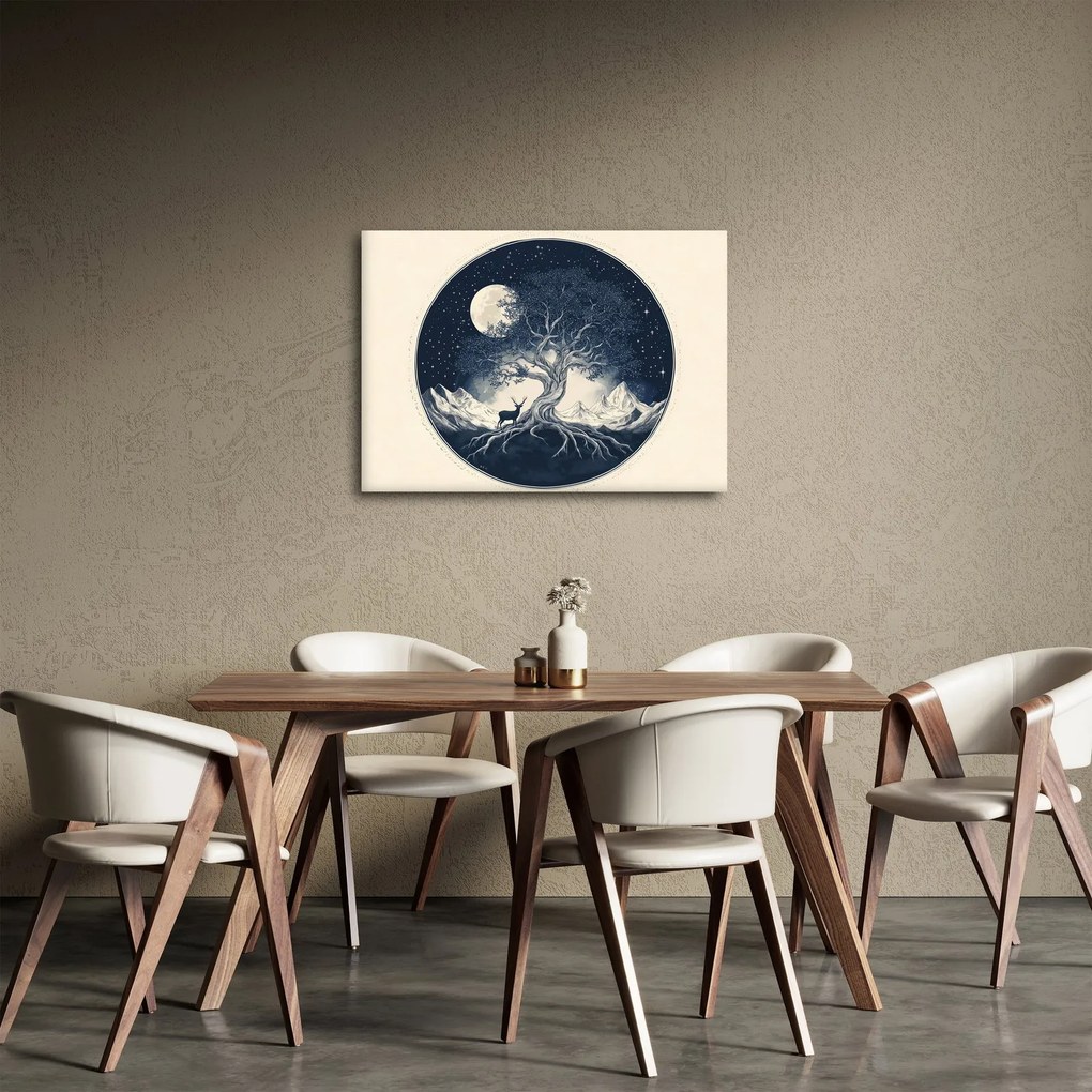 Obraz – Magický strom s jeleňom I. (70x50 cm)