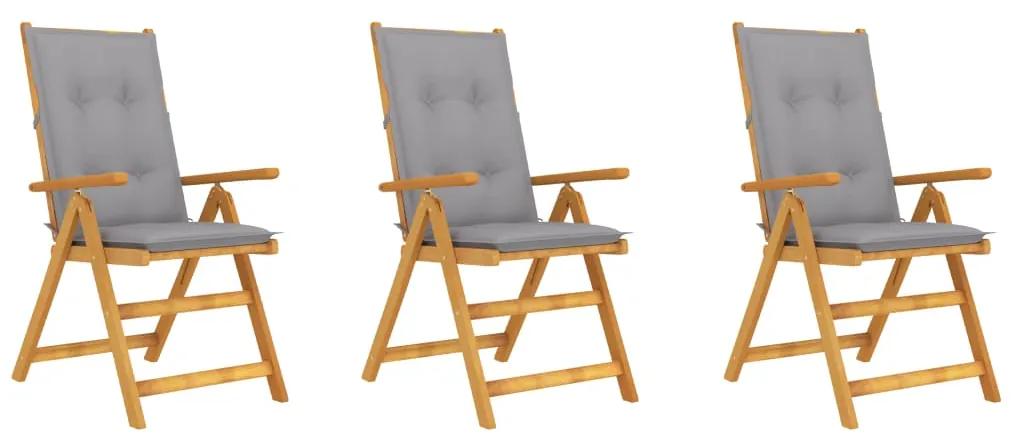 Skladacie záhradné stoličky s podložkami 3 ks akáciový masív 3064105