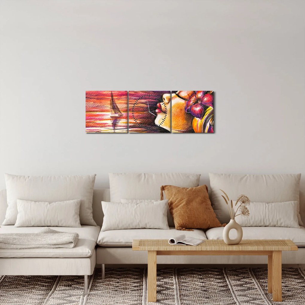 Obraz - Spomienky na leto (s hodinami) (90x30 cm)