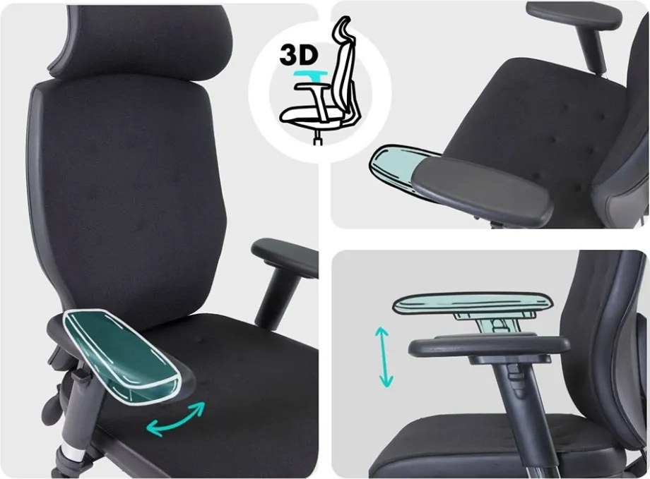 Ergonomická kancelárska stolička MOSH Elite H –  čierna