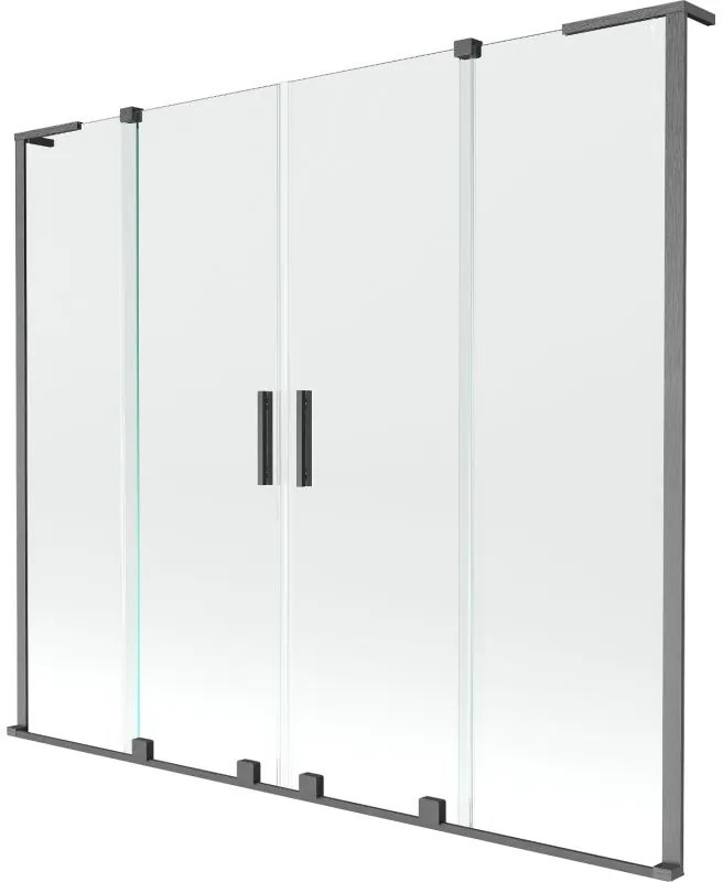 Mexen Velar L Duo, 2-krídlová posuvná vaňová zástena 180 x 150 cm, 8mm číre sklo, brúsený grafit, 896-180-003-02-66