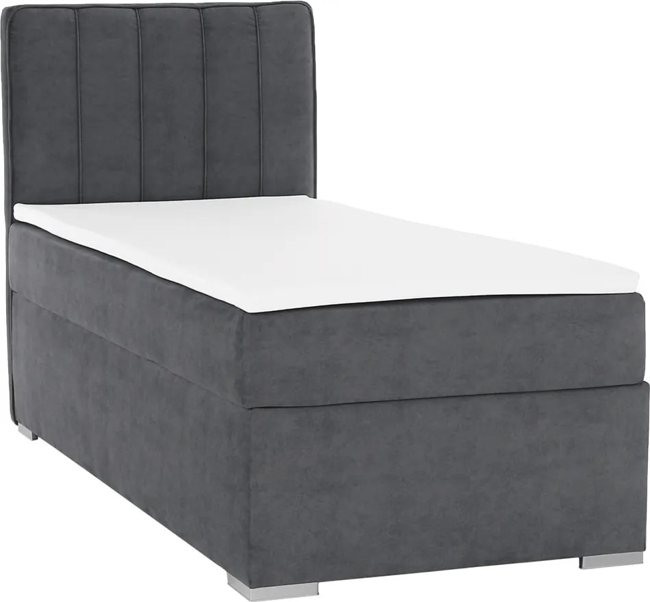 Boxspringová posteľ, jednolôžko, sivá, 90x200, ľavá, AMIS