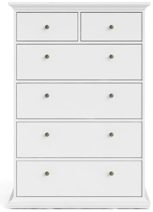 Biela vysoká komoda 96x140 cm Paris – Tvilum