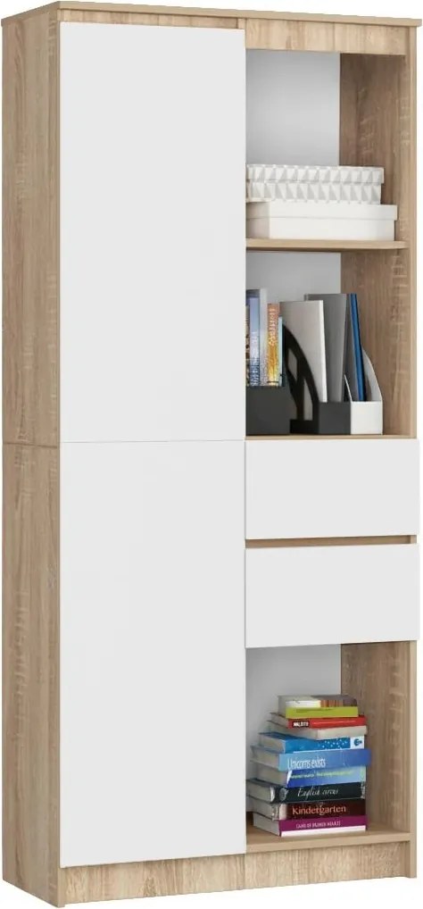 Kancelářská knihovna Rexa dub sonoma/bílá